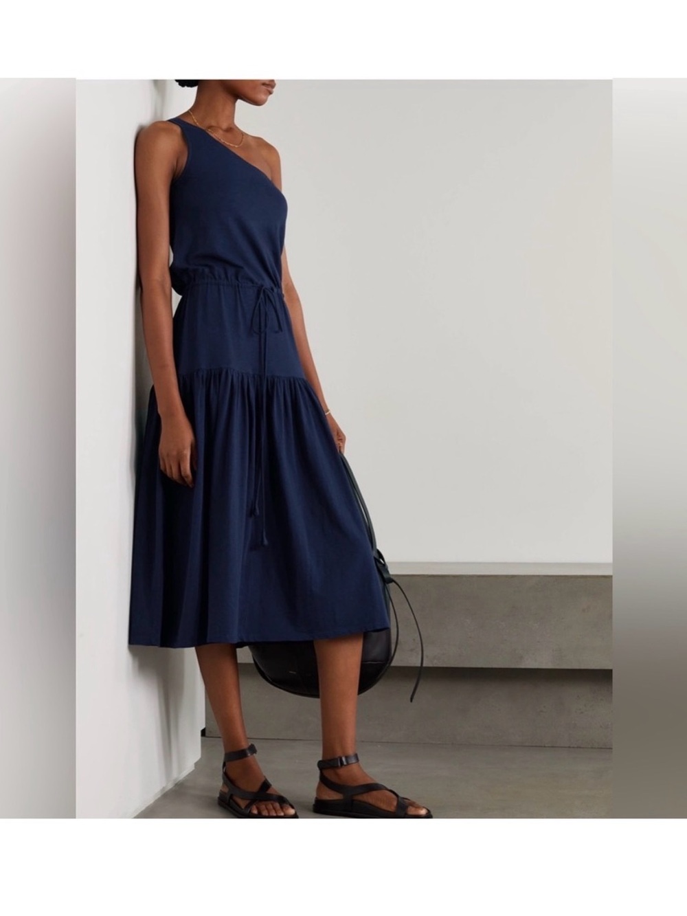 NWT Apiece apart One-Shoulder Navy Midi Dress